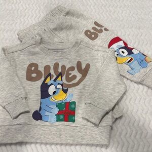 12M Bluey Grey Christmas Sweat Set